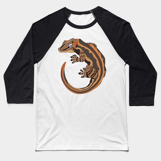 Orange Stripe Gargoyle Gecko Baseball T-Shirt by TwilightSaint